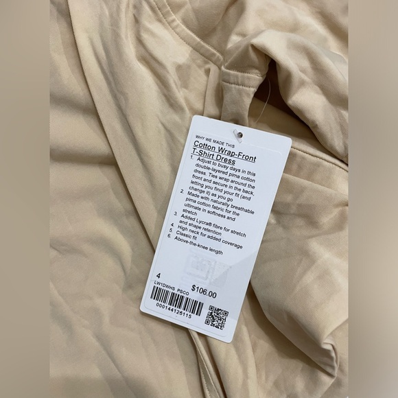 NWT Lululemon Cotton Wrap Front T-Shirt Dress Prosecco Size 4 - Picture 9 of 11